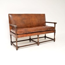 Antique Leather and Carved Oak