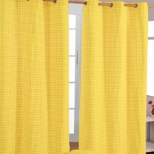 Gingham Eyelet Ready Made Curtain Beige Blue Pink Yellow Kids Children Curtains