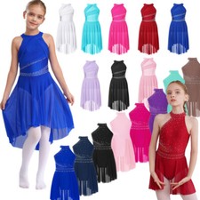 Girl's Lyrical Dance Costume Sleeveless Modern Ballet Leotard Ice Skating Dress