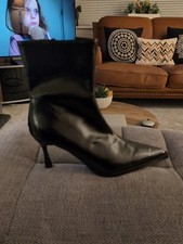 New, Ladies Black PVC Fetish Or Fancy Dress Boots Size 6
