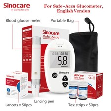 Sinocare Safe Accu 50-kit Blood Glucose Monitor Glucometer+Strips Lancet Started