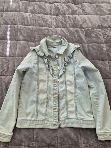 Girls light wash frill - light, denim