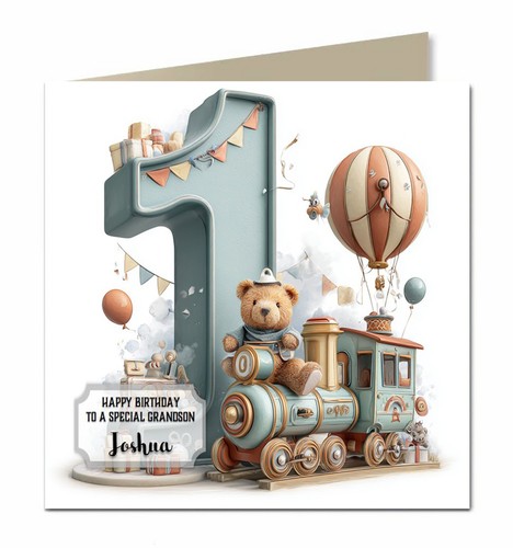 1st birthday card - card, boys