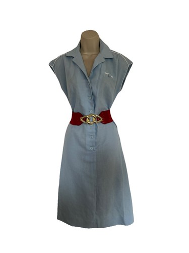 Blue linen look summer dress - blue,