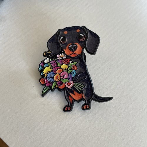 Daschund dog with bouquet - ,