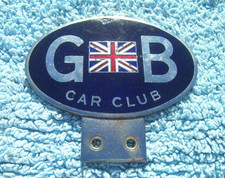 VINTAGE 1960s GREAT BRITAIN CAR CLUB BADGE ~GB UNION JACK FLAG MOTOR EMBLEM RARE