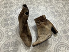 Lotus ladies brown animal print boots faux suede ankle heels UK 8 EU 40