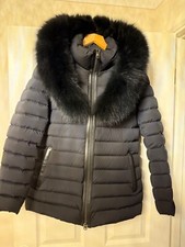 Authentic MACKAGE Black Fur Fitted Down Coat size L/G (UK 10-12)
