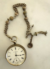 Waltham Silver key wind Pocketwatch with Silver Albertina  Chain c1883 Rye .