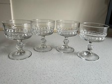 Vintage 4 Luminarc France Clear Glass Stemmed Sundae Dishes Dessert Starters VGC