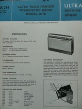 Ultra Portable Road Ranger Car Transistor radio Model 6116 Service manual