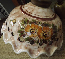 Rise & Fall Pull Down Italian Ceramic Ceiling Light Wth Handle Circa 1960s