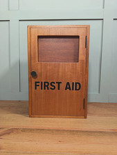 Vintage First Aid Cabinet Medicine Wooden Bathroom Cupboard