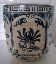 Antique Chinese  Large Lidded Blue And White Pot