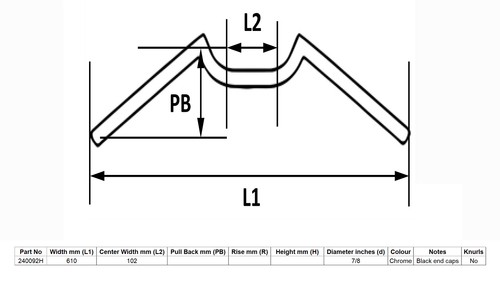 Handlebar dropbar 4 - handlebar, 4"