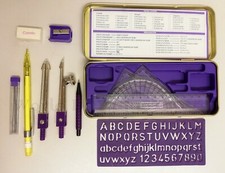 Geometry Box Set Maths Drawing Protractor Compass Stencil School Stationery DIY
