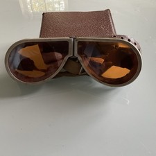 WW2 British Dispatch Rider Dust Goggles with Amber Lense and Original Issue Case