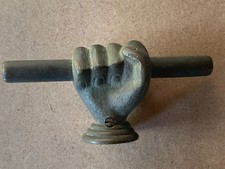 LARGE BRASS FIST HOLDING SCROLL SAFE HANDLE DOOR TWIST PULL