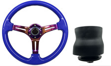 Blue Neo Chrome TS Steering Wheel + Boss Kit for VOLKSWAGEN T25 T3 T4 1979-1995
