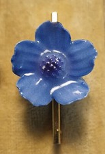 Vintage blue China Porcelain flower brooch pin,vgc,dainty lapel with vintage box