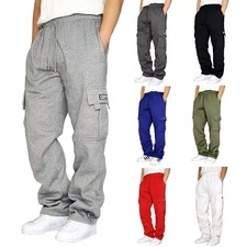 Mens Joggers Pants Tracksuit Bottoms Jogging Loose Trouser Straight Sweatpants