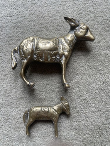 Vintage brass donkey figurines - brass,