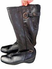 Ladies black leather knee high