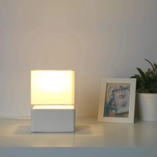 IKEA VISSLEBO Small E14 White Ceramic Table Lamp With Lampshade