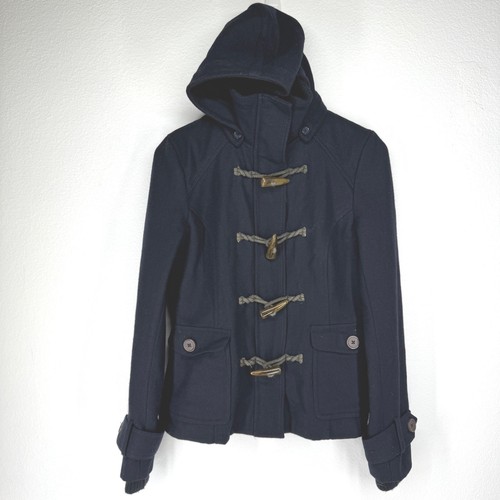 Vintage navy wool hooded - navy,