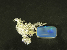 Blue opal pendant necklace 925