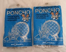2 Walt Disney World Epcot Magic Kingdom Rain Poncho Hood Waterproof Adult Size 