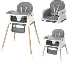 4-in-1 Foldable Baby High Chair, Adjustable Height with Detachable Tray