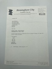 Mar 1997 Birmingham City Letter To Derby County re Pontins Prem' League Fixture.