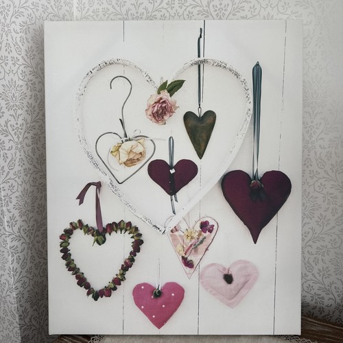 Vintage hanging hearts canvas - vintage,