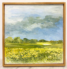 Anita Erseus (b1929) Swedish YELLOW FLOWER MEADOW Landscape Oil Painting