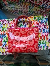 Cath Kidston oilcloth Red Roses flower pink Tote mini small hand bag purse