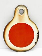 ANTIQUE VINTAGE OLD TRAIN CARRIAGE / MARKER NUMBER SIGN PLATE ENAMEL STOP RED