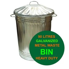 90L Galvanised Trash Bin Home