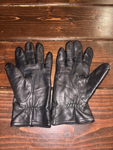 Black leather gloves women - leather,