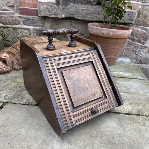 Brown wooden coal - scuttle, with
