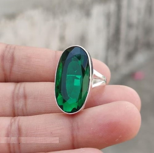 Handmade oval emerald - oval, ring