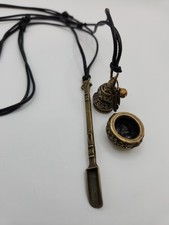 2pc Snuff Mini Spoon Hidden Secret Stash Pill Box Necklace Scoop Vintage Men's