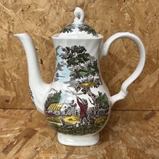 Vintage Myott Staffordshire  The Hunter Tall Tea Coffee Pot Brown & Multi 26cm