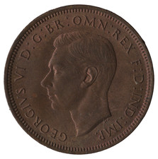 1943 British George VI Half Penny Coin