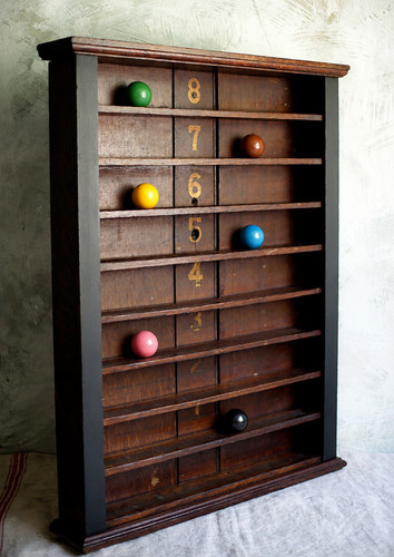 Antique oak snooker ball - antique,
