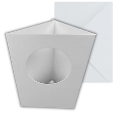 10 x A6 White Top Circle Aperture Card Blanks & Envelopes - Tri-Fold - 300gsm