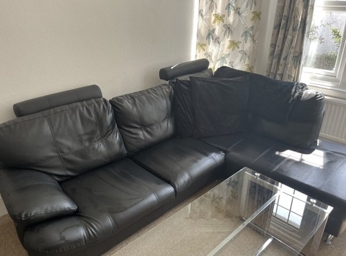 Large black leather - , (faux)