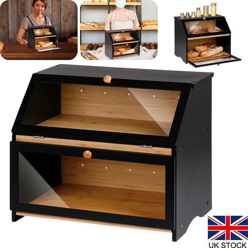 Tier bamboo bread bin - 2-tier,