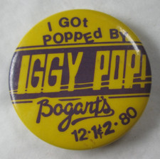 Iggy Pop Vintage 1980 Rare US Bogarts Gig 32mm Pin Button Badge Punk New Wave
