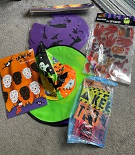 Halloween Decorations Bundle - Gel Window Stickers/Tape/Witches Hats/Garland Etc